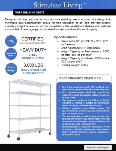 Read Rack 5-Tier Wire Shelving NSF3000 - Image 2