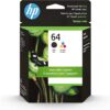 HP 64 Black/Tri-Color Ink Cartridges N9J89AN#140