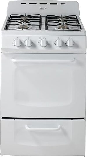 Avanti 24″ White Gas Range Oven with Solid Door
