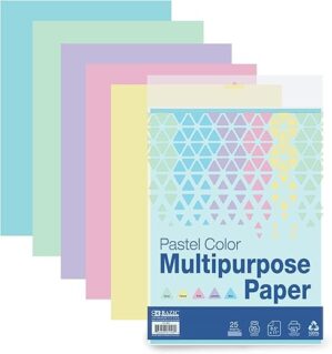 BAZIC Products 25 Sheets Pastel Multipurpose Paper 8.5"x11