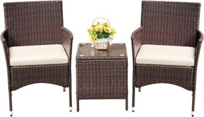 Devoko 3-Piece Rattan Patio Furniture Set