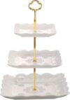 Sumerflos 3 Tier Square Porcelain Cupcake Stand