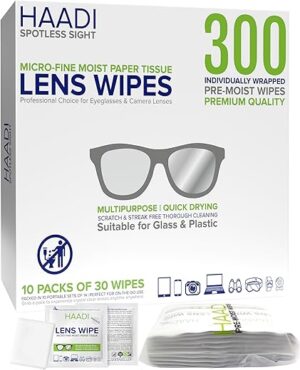 HAADI 300 Multipurpose Individually Wrapped Glasses Wipes
