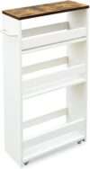 TEAMIX 4 Tier White Slim Rolling Storage Cart