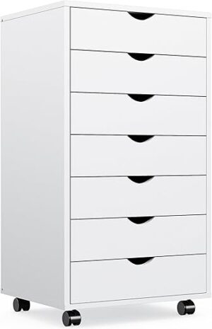 OLIXIS 7-Drawer Rolling Wood File Cabinet