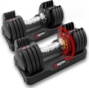 Keppi Adjustable 25lb Dumbbells with Anti-Slip Handle
