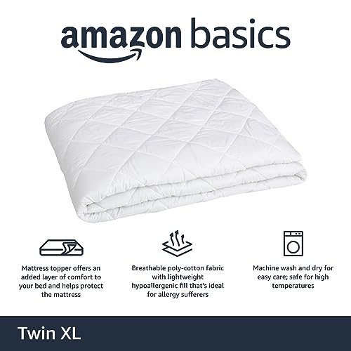 Amazon Basics Hypoallergenic Quilted Twin XL Mattress Pad - Image 2