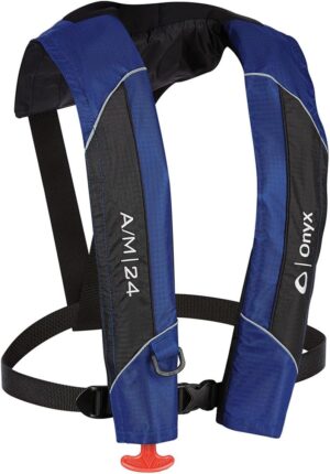 Onyx Automatic/Manual Inflatable Life Jacket, Blue