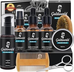 GoldWorld Beard Grooming Kit with Beard Wash