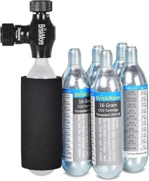 BriskMore CO2 Inflator Kits with Cartridges, Presta/Schrader Compatible
