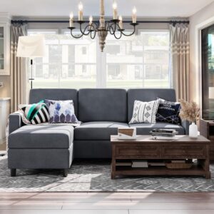 Shintenchi Convertible 79-Inch L-Shaped Sofa, Reversible Chaise