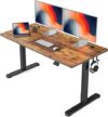 FEZIBO Electric Height Adjustable Standing Desk, Rustic Brown