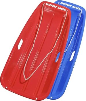 Slippery Racer Flexible Kids Plastic Toboggan Sled, 2-Pack