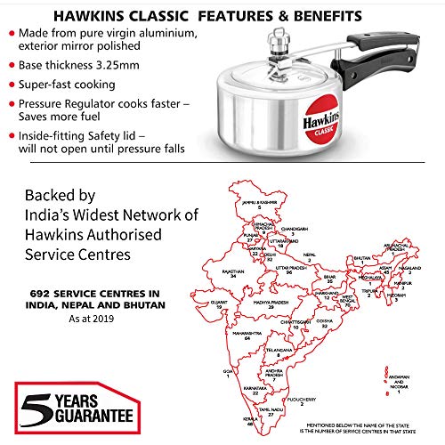 HAWKINS 1.5L Aluminum Pressure Cooker, Silver - Image 3