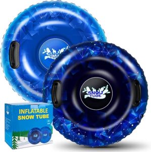 WOLKEK Heavy Duty Snow Tube Sleds with Handles