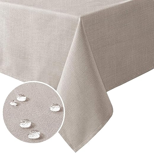 H.VERSAILTEX Linen Textured 60x120 Inch Spill-Proof Tablecloth