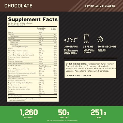 Optimum Nutrition Serious Mass Protein Powder - Image 3