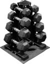 Signature Fitness Rubber Coated Hex Dumbbell Set with Rack