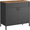 SONGMICS Rustic Brown Buffet Table with Shelves