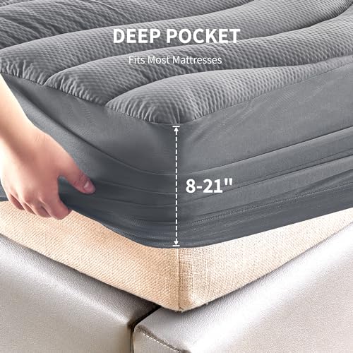 Sonive Cooling Quilted Noiseless Mattress Pad, Queen - Image 4