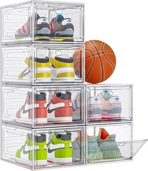 7 code Thick Clear Shoe Organizer with Magnetic Door