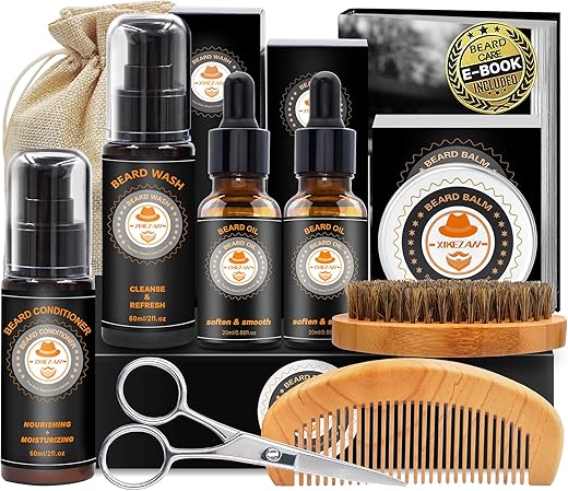 XIKEZAN Upgraded Beard Grooming Kit w/Beard Conditioner