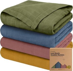 KeaBabies 4-Pack Organic Muslin Swaddle Blankets