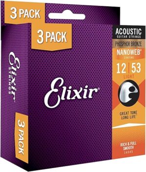 Elixir Acoustic Guitar Strings, Phosphor Bronze, Light 12-53