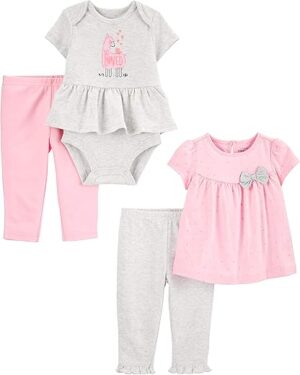 Simple Joys by Carter's Baby Girls' 4-Piece Bodysuit Set