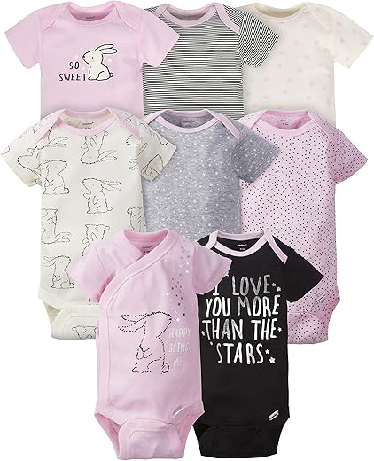 Gerber Baby-Girls 8-Pack Short Sleeve Onesies