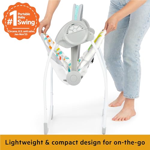 Bright Starts Playful Paradise Portable Baby Swing with Music - Image 3
