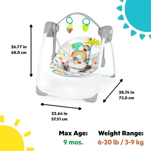 Bright Starts Playful Paradise Portable Baby Swing with Music - Image 5
