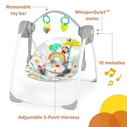 Bright Starts Playful Paradise Portable Baby Swing with Music - Image 2