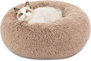 Bedsure Calming Cat Bed - Washable, Round Plush