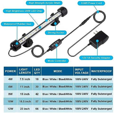 DaToo Submersible 4W LED Aquarium Light with Timer - Image 2