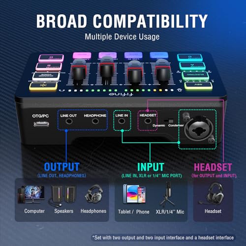 FIFINE Gaming Audio Mixer with RGB, XLR Interface - Image 4