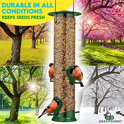 Gray Bunny 12 Inches Tube Bird Feeders, 4 Ports - Image 3