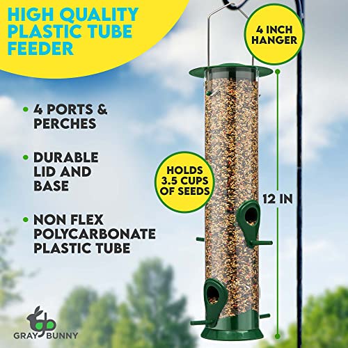 Gray Bunny 12 Inches Tube Bird Feeders, 4 Ports - Image 4