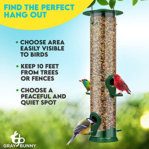 Gray Bunny 12 Inches Tube Bird Feeders, 4 Ports - Image 5