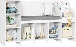 HOUSUIT Kids Bookshelf With Reading Nook 15.7" D x 54.5" W