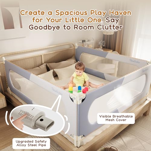 Newfinder 3 Pack Toddler Bed Rails - Dual-Child Lock - Image 4
