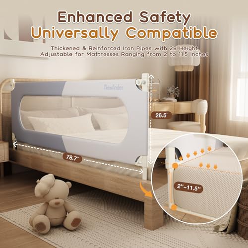 Newfinder 3 Pack Toddler Bed Rails - Dual-Child Lock - Image 2