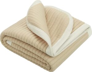 NTBAY Jersey Cotton Quilted Toddler Blanket, Breathable and Warm for Boys and Girls Baby Blanket, 30x40 Inches, Camel Stripe
