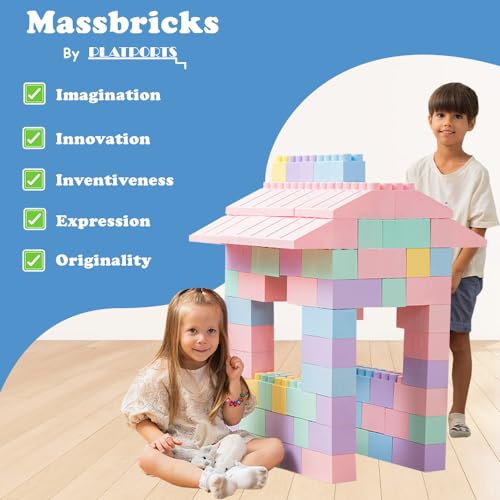PLATPORTS Giant Plastic Jumbo Building Blocks, 86 Pieces - Image 2