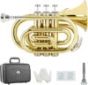 EASTROCK Pocket Trumpet Gold Lacquer Bb with 7C Mouthpiece