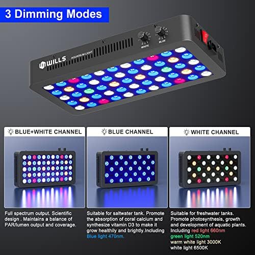 WILLS Dimmable Aquarium Light, 3 Dimming Modes, 165W - Image 3