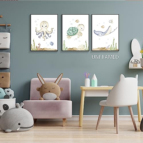 Yuaruo Ocean Animal Nursery Canvas Wall Art - Image 5