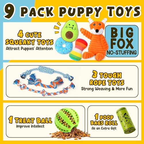 Zeaxuie 9 Pack Puppy Teething Toys with Squeaky - Image 2