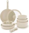 GreenLife 10-Piece Ceramic Nonstick Cookware Set, Detachable Handle