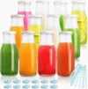 YEBODA 11oz Glass Milk Bottles Set